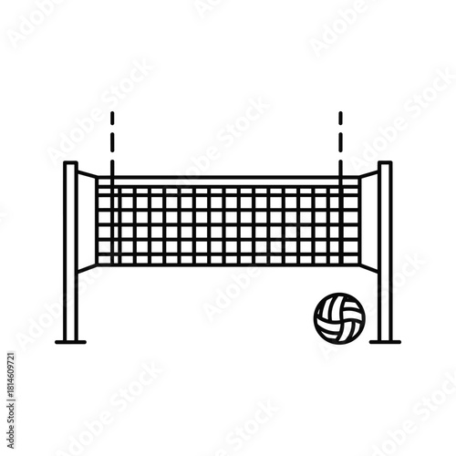 Volleyball net line art isolated on for sport equipment