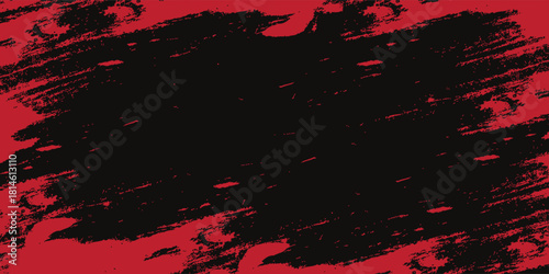 Abstract grunge red paint spill background. Blood spill on black background