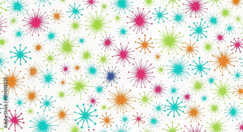Vibrant retro starburst pattern brings a fun, energetic vibe for your next project with bold colors