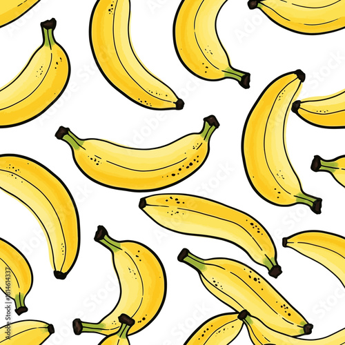 Vibrant banana pattern creates a fun and playful design for textiles or cheerful wallpaper projects