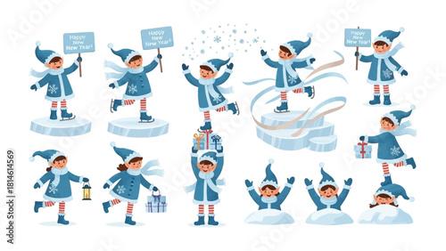 Winter Wonderland Elves: A whimsical collection of charming elves, playfully engaging in winter activities, skating, and spreading holiday cheer. Capture the magic of the season.