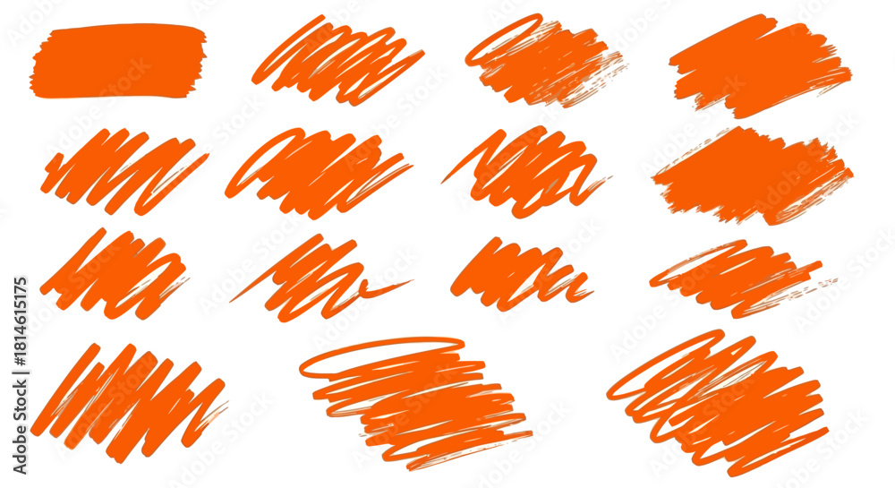 Fototapeta premium Vibrant orange brush stroke textures for artistic design elements or creative background overlays