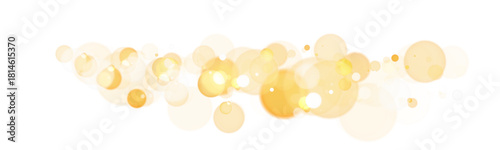 Golden soft bokeh circles floating on white background with warm glowing highlights.
