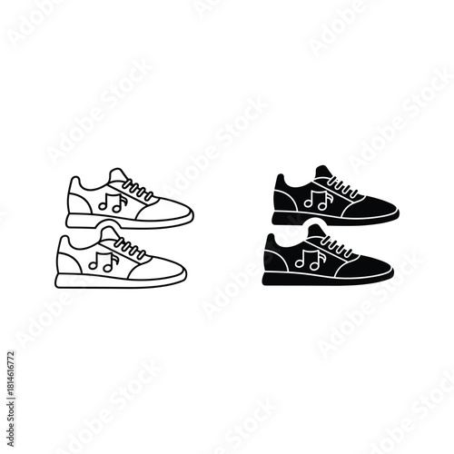 Принти на полотні Two pairs of sneakers with musical notes incorporated into the design