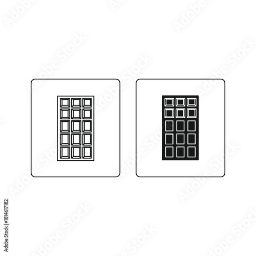 Two contrasting window pane designs with a dark and light grid pattern