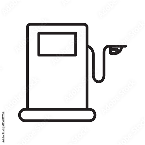 Gasoline pump or fuel dispenser with nozzle and digital display screen, representing the business concepts of transportation, energy, vehicle refueling, and gas stations. 
