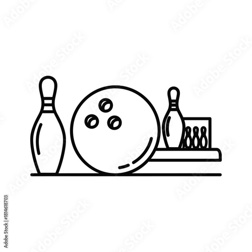 Bowling icon isolated on, sport equipment outline illustration
