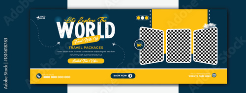Explore the world travel agency cover design template
