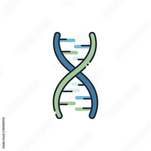 Colorful stylized DNA double helix icon, a vibrant genetic code representation.