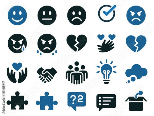 A collection of various emoticons representing emotions and relationships, suitable for communication.