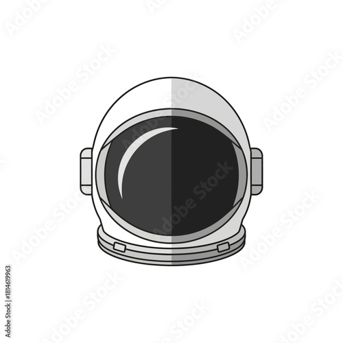 Detailed Vector Illustration of a Classic Astronaut Helmet with Visor and Shadow.