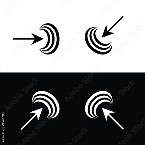 Dynamic arrow icon collection for modern web design and user interface projects, featuring sleek direction indicators on contrasting backgrounds