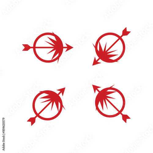 Dynamic red arrow bursts through target circles, perfect for marketing, game design, and powerful success concepts that will capture viewers' attention