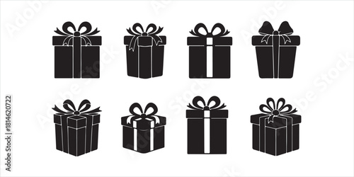 Present gift box icon. Vector isolated elements. Christmas gift icon illustration vector symbol. Surprise present linear design. Stock vector.