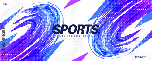 Abstract and Dynamic Sport Background in Colorful Gradient Style and Halftone Effect. Banner, Poster, or Cover Templates for Sports, Fitness, or Events