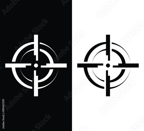 Striking black and white target design with crosshairs for precision marketing, perfect for strategic planning, competitive analysis, or focused campaigns