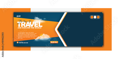 Travel and tourism cover template with tropical destinations and scenic views