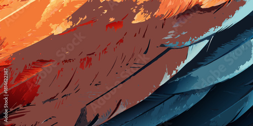 Abstract illustration with orange brown and blue color palette