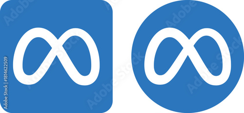 meta platform logo vector infinity symbol in blue square and circle icon designs