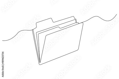 Minimalist file folder one line illustration abstract simple contour art