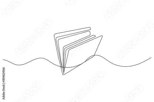 File folder, continuous one line drawing, minimalist outline illustration