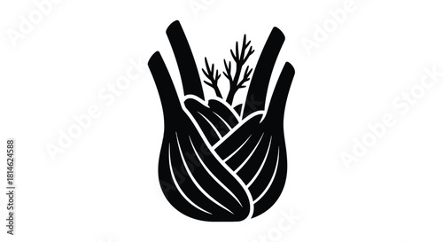 Fennel bulb silhouette isolated on white background