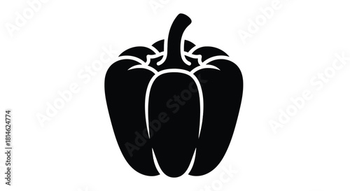 Black silhouette of a bell pepper isolated on white background silhouette
