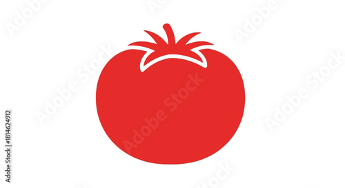 Red tomato silhouette isolated on white background