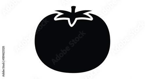 Black silhouette of a tomato isolated on white background