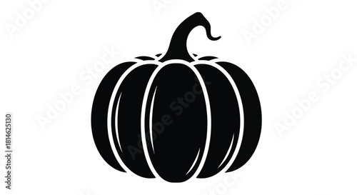 Black pumpkin silhouette isolated on white background