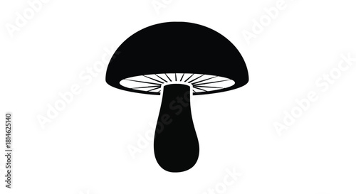 Black mushroom silhouette isolated on white background