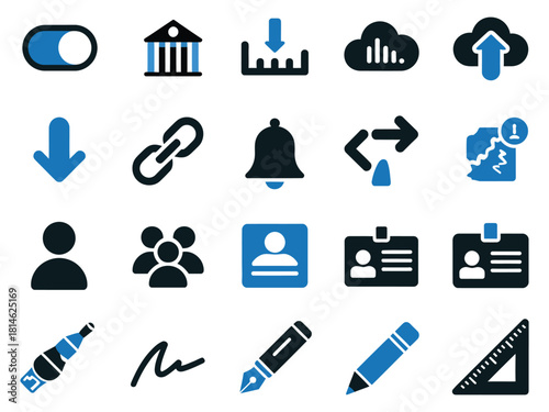 Collection of diverse modern icons representing various digital functions and social interactions.