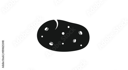 Black potato silhouette isolated on white background