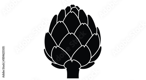 Black silhouette of an artichoke isolated on white background