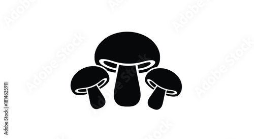 Three mushroom silhouette isolated on white background