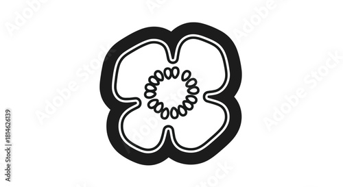 Bell pepper cross section silhouette isolated on white background