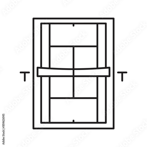 Top view of a tennis court isolated on in black outline