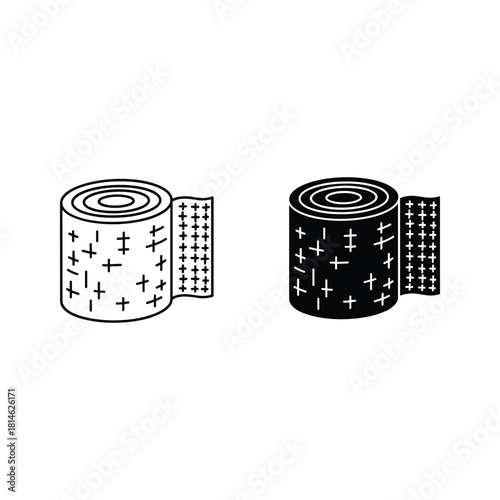 Two hand drawn illustrations of film rolls in black and white