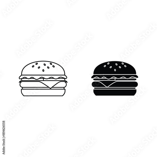 Two simple burger icons one outline one solid black
