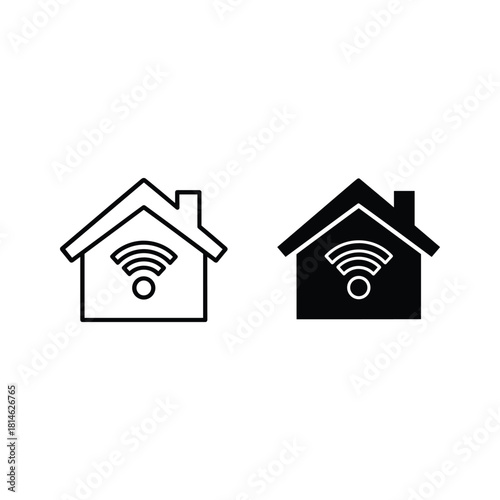 Modern smart home icon with wi fi signal symbol
