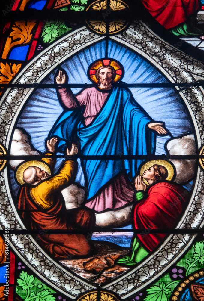 Fototapeta premium Stained glass (19th century) of Christ in Majesty or Christ in Glory.