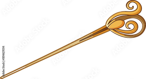 Elegant golden hair stick with swirling decorative top