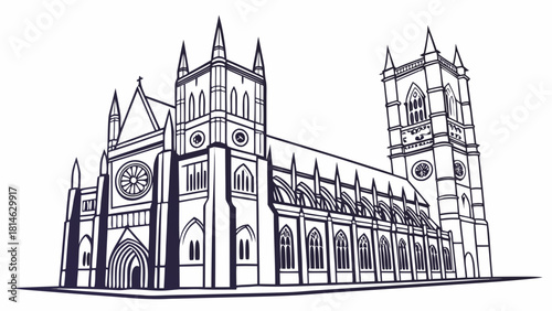Westminster Abbey minimal Gothic outline