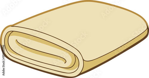 Rolled up beige fabric or textile with a light brown edge