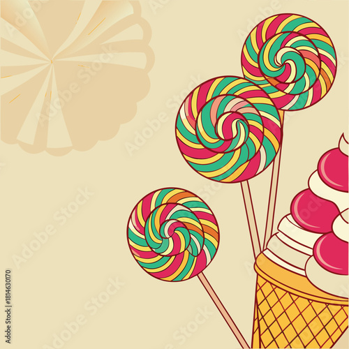 vector illustration of a colorful lollipop