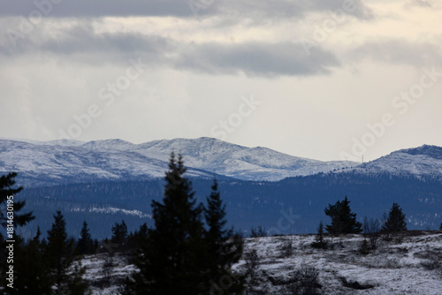 snow covered mountains in winter