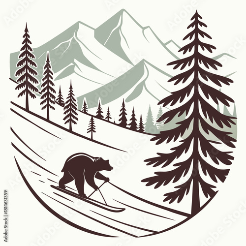 winter landscape with trees and mountains