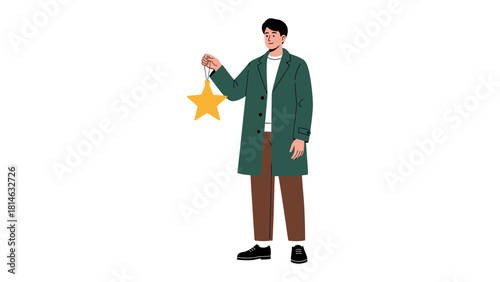 Achieving Star Dream: A man holds a gold star symbolizing aspirations, capturing a moment of personal reflection.