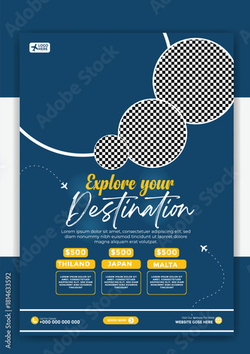 World travel tour flyer design for vacation and adventure