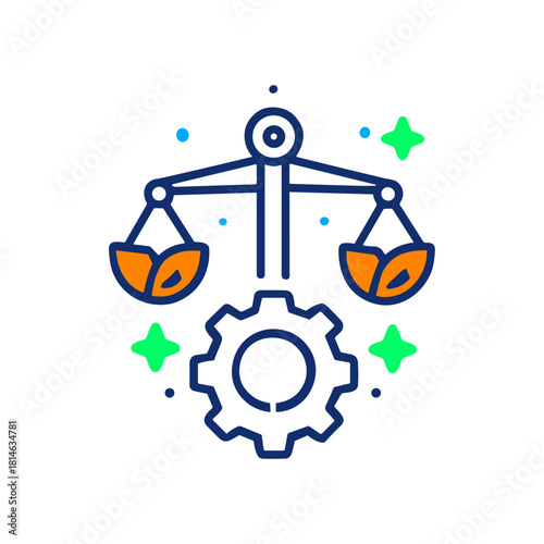 Justice, Balance  Operations, Ethical Business icon logo flat vector design